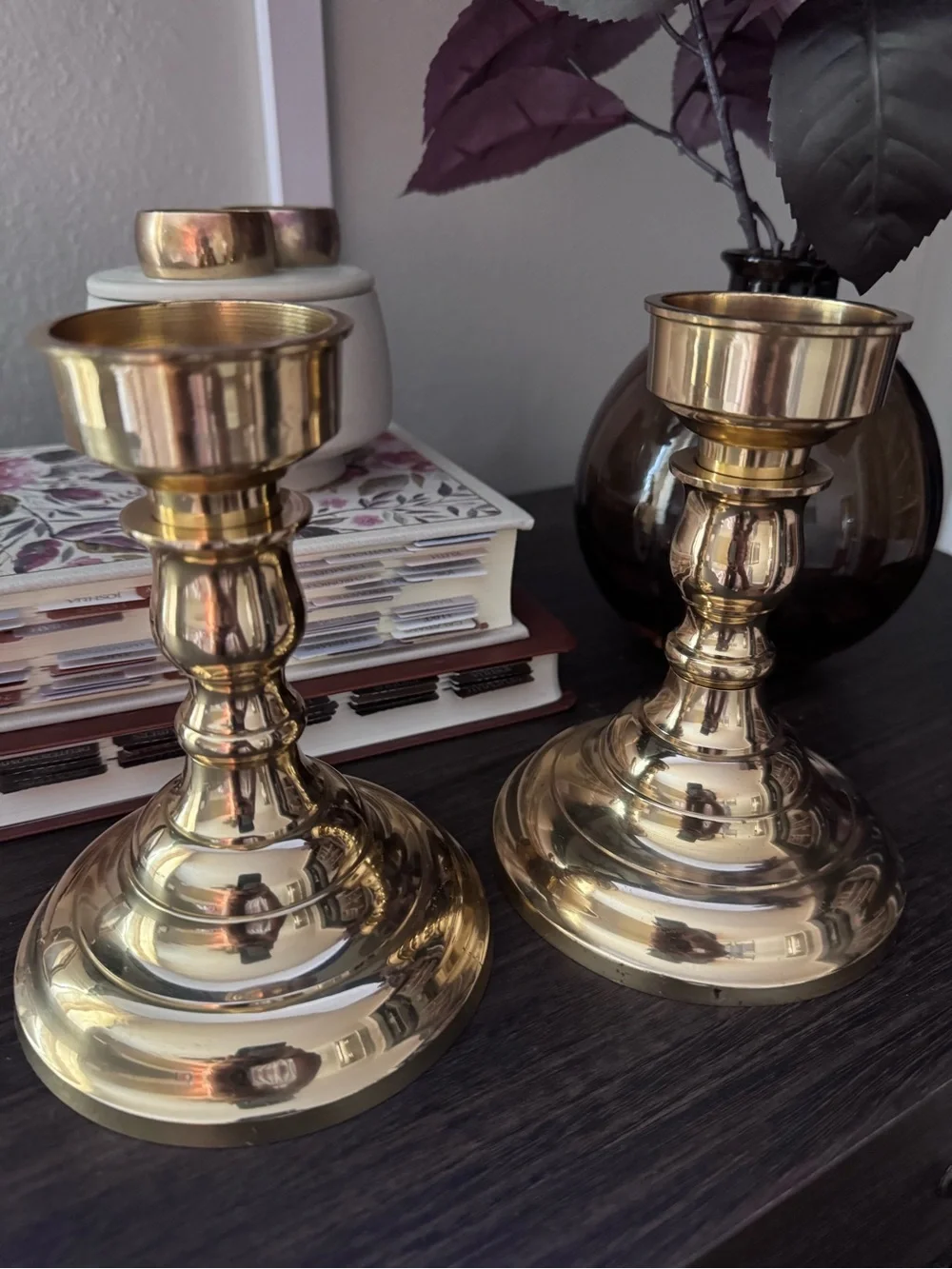 Solid Brass Candlestick Pair